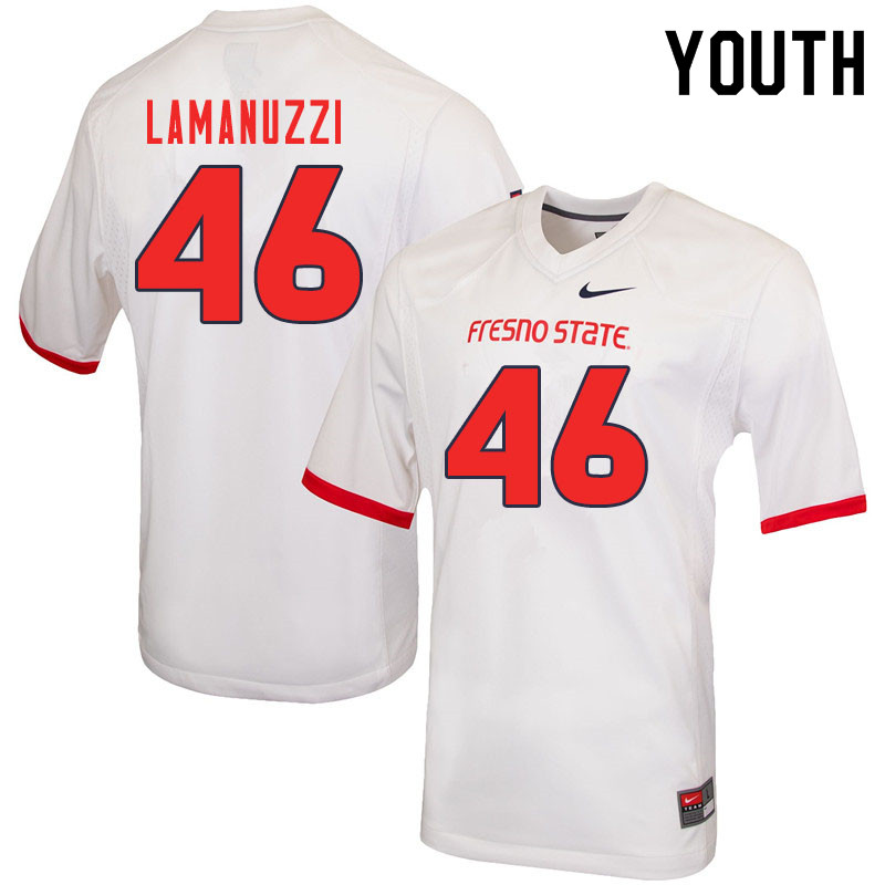 Youth #46 Cameron Lamanuzzi Fresno State Bulldogs College Football Jerseys Sale-White